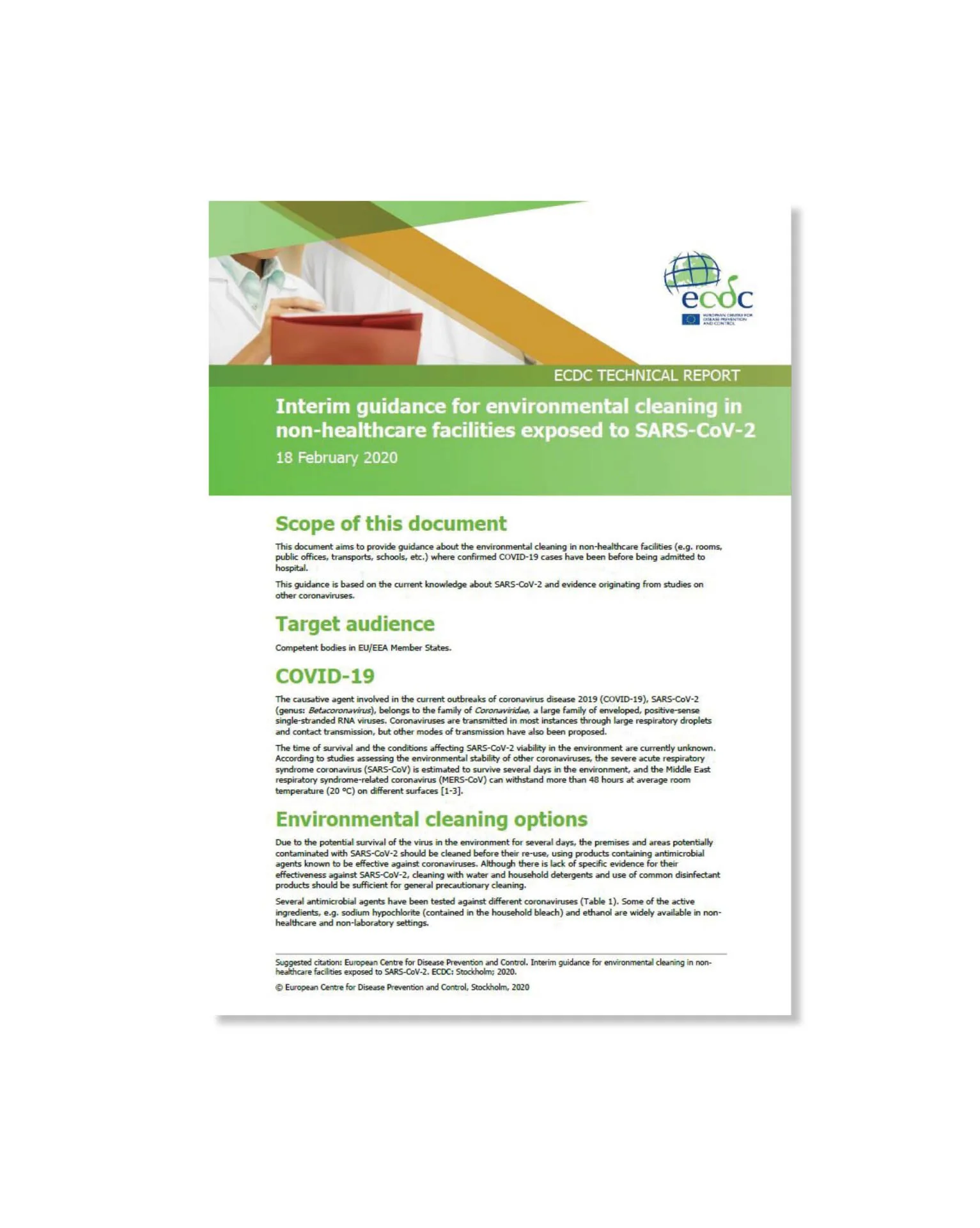 Reinigung von Oberflächen, die dem Sars-CoV-2-Virus ausgesetzt sind